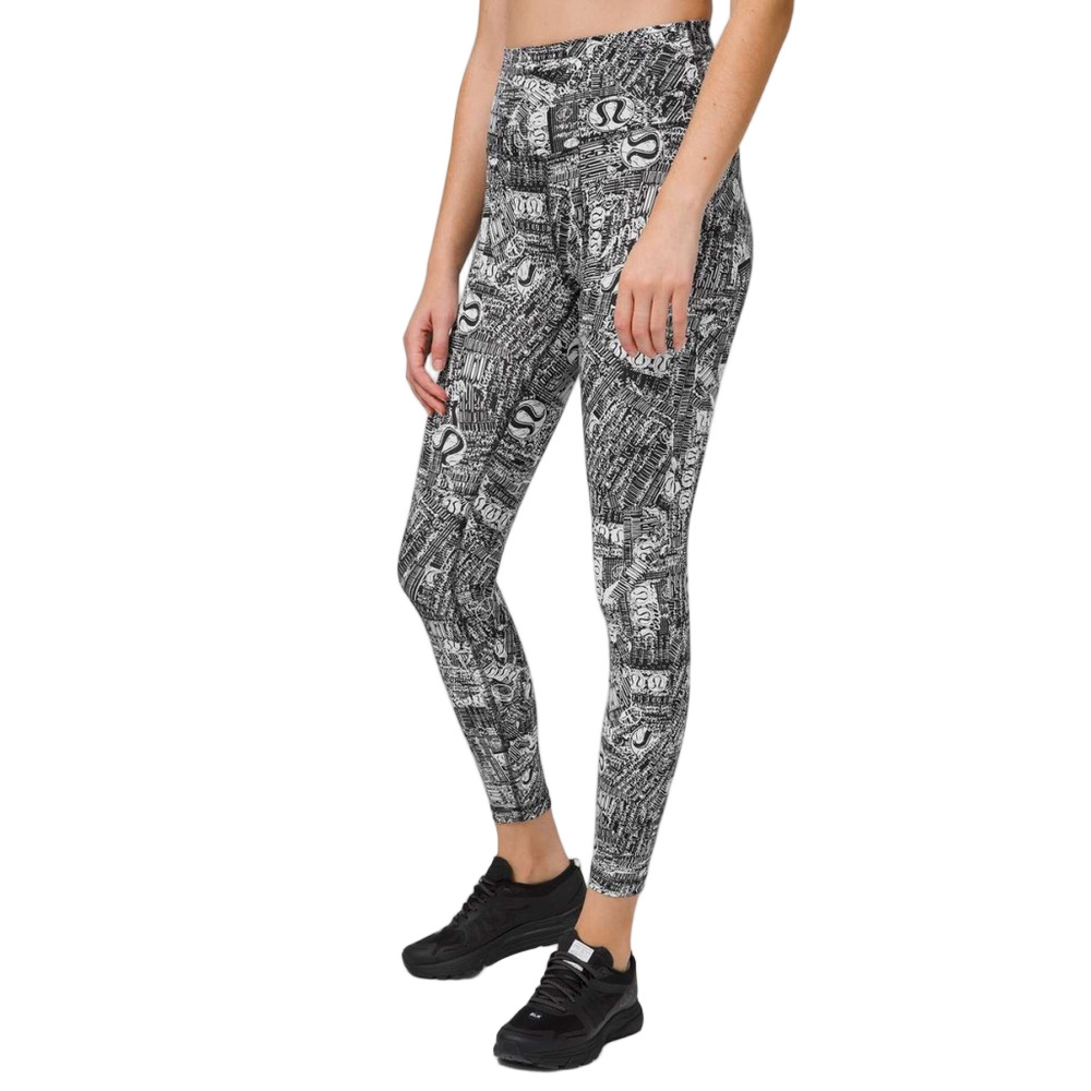 Lululemon Wunder Train High-Rise Tight 25" Tear It Up Alpine White Black Sz 6